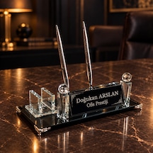 Ofis Prestij Imperial Kişiye Özel Saatli Masa İsimliği Çift Kalemli Ve Kartvizitlikli
