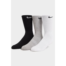 Nike Dri Fit Everyday Cotton Cushioned Crew 3 Pr Siyah Unisex Çorap 3 Çift Beyaz-gri-siyah Beyaz - Gri - Siyah