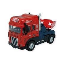 Metal Tır 1:24 - Sesli Işıklı Tır 13 Cm - Kırmızı Lisinya