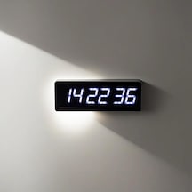 Saniyeli Dijital Led Duvar Ve Masa Saat Derece Ve Nem - Beyaz Kasa Ölçüsü: 12x35 Cm