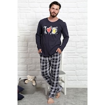 Gazzaz Erkek Uzun Kol Cepli O Yaka Pijama Takım 3466A