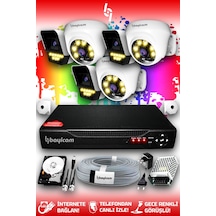 Bayicam 6 Kameralı Süper 3 İç Kamera Set 1 TB 5 MP 2K Renkli Gece Görüşlü Güvenlik Kamerası Sistemi