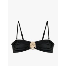 Koton Çıkarılabilir Askılı Aksesuar Detaylı Bandeau Straplez Bikini Üstü Siyah 6sak10166mm