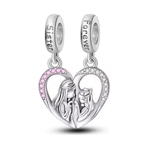 Fubena Anne Ve Kız Sallantılı Çift Charm Gümüş