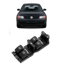 Volkswagen Passat B5 & B5.5 1997-2005 Uyumlu Sol Ön Dörtlü Cam Açma Düğmesi Krom Detaylı 3bd959857