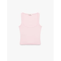 Koton Modal Karışımlı Slim Fit Kare Yaka Kolsuz Bluz Pembe 6sal30332ık Gül