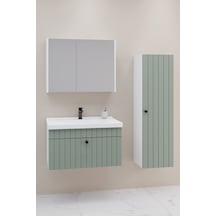 Alice 80 Cm Banyo Dolabı Bgn Aynalı Yeşil - Boy Dolap Dahil Yeşil