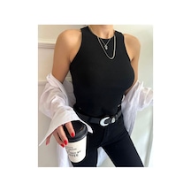 Refox Kadın Fitilli Halter Yaka Crop Örme Bluz Çok Renkli