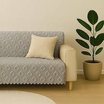 Şönil Jakarlı Kaymaz Koltuk Örtüsü 175x215 Cm Çekyat Uyumlu, Yıkanabilir AÇIK GRİ