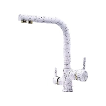 Opak 3 Yollu Arıtma Eviye Bataryası Beyaz Mermer Desen 030001Bm