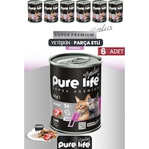 Pure Life Plus 6'lı Kuzulu Yetişkin Kedi Chunk Konserve Parça Etli Yaş Mama 400 G