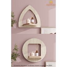 Ahşap Dekoratif Duvar Rafı 2 Li / 3 Lü Set Mtsv - 857 Mermer Desenli