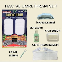 Premium Bambu İhram Ve 5 Parça İhram Umre Hac İhtiyaç Seti Beyaz