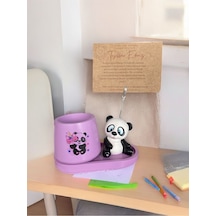 Panda Not - Fotoğraf Tutuculu Kalemlik Saksı Seti Lila