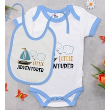 Bk Kids Little Advanturer Tasarımlı Mavi Bebek Body Zıbın Ve Mama Çok Renkli