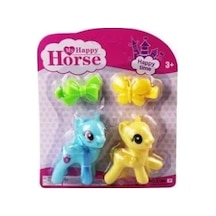 L-34-10 - Pony 2 Li Figür Set Tokalı Kartela Mavi