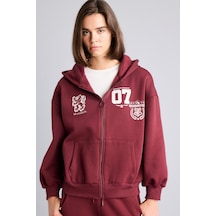 Defacto Harry Potter Gryffindor Baskılı Kapüşonlu Oversize Fermuarlı Kalın Hırka Sweatshirt I3023ax26aubr98 Bordo-br98