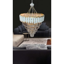 Zamira Beyaz Gold 55 Lik Kristal Taşlı Lüks Avize - Yatak Odası - Salon - Mutfak - Hol Altın