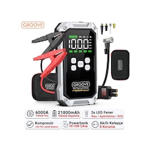 Groove F04 21800mah 6000a Akü Takviye Cihazı+lastik Şişirme Pompası Kompresörlü Jump Starter Çanta+powerbank+led Lamba+lcd Ekran