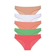 5 Adet Süper Eko Set Likralı Kadın Slip Külot Ten Beyaz Pudra Yeşil Fuşya Beden: Xl Standart
