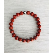 Mk Tasarım Gerçek Red Jasper Taşı - İnci Bileklik Mkt.1.101.43