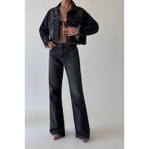 Lacarino 7650 Baggy Flare Kadın Jean Pantolon Brown Tint