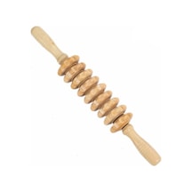 Masif Ahşap Kavisli Saplı Silindir Manuel Masaj Aleti Boyun Omurgası Sırt Bel Tüm Vücut Yuvarlama Tendon Kas Gevşetme Ev Masaj Çubuğu Dokuz Tur Kahverengi