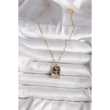 Forwhat Zarif Kadın İçin Golden Çelik Zirkonlu Ay Tarot Kolye Metalik