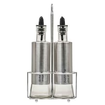 Epinox Leylak Cam Üstüne Çelik Kaplama Yağlık & Sirkelik 2li Set 300ml Lys-300 Metalik Gri