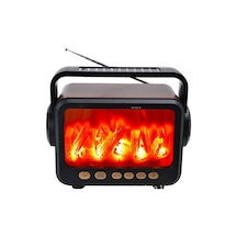 Solar Panelli Şömine Nostaljik Görünümlü Bluetooth Hoparlör Ve Fenerli Mp3 Çalar Radyo Müzik Kutusu