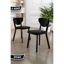 Canisa Arfe Serisi 2 Adet Siyah Mutfak Sandalyesi Siyah Metal İskeletli 1. Sınıf Babyface Kumaş Siyah Sandalye Ayaklar Siyah