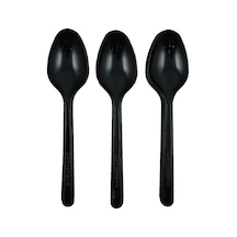 Sert Kalın Plastik Kaşık 1. Kalite Lüks Siyah Kaşık 100 Adet