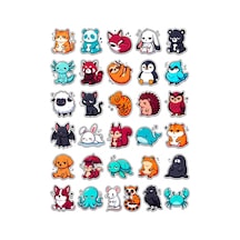 30 Adet Chibi Uykucu Hayvanlar Sticker Seti - Laptop Defter Telefon Çok Renkli