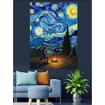 Ahşap Tablo Van Gogh Yıldızlı Gece Tablosu