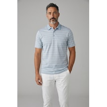 Erkek Simenti Yakalı Cepli Penye Çizgili Baba Buz Mavi Tshirt Erkek Simenti Yakalı Cepli Penye Çizgili Baba Buz Mavi Tshirt