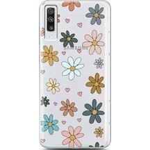 Samsung Uyumlu A70 Floral Tasarımlı Süper Şeffaf Telefon Kılıfı Çok Renkli