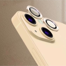 Apple Uyumlu   iPhone 13 Mini Kamera Koruyucu Lens Mercek Metal Çerçeveli 2li Set Gold Altın