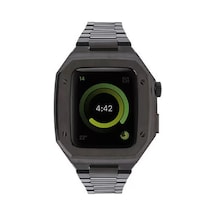 Newface Apple Watch 44mm Metal Petek Kasalı Kordon - Siyah Diğer