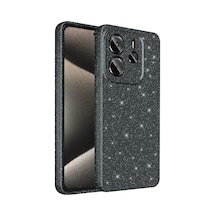 Noktaks - Redmi Note 14 5g Uyumlu - Kılıf Kamera Korumalı Simli Lüks Koruyucu Koton Kapak - T36793 - Siyah Siyah