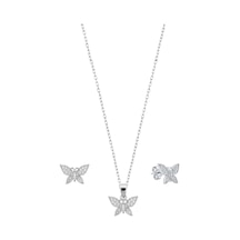 Oya Silver Minimal Modern Zirkon Taşlı Kelebek Gümüş Kolye Küpe Seti Oysy270