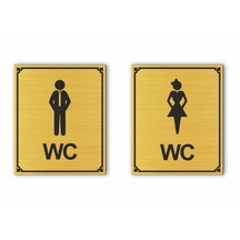 Wc Bay Bayan Kapı Yönlendirme Levhası 2 Adet Altın Renkli (534456005)