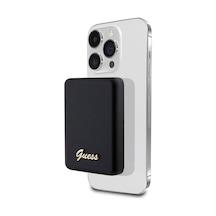 Guess Lisanslı Magsafe Şarj Özellikli Metal Yazı Logolu Powerbank 3000mah 5w Siyah