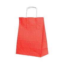 Burgu Saplı Kırmızı Kağıt Çanta 19X8X24 Cm - 25 Adet N11.709