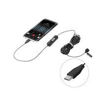 Rogfer Boya By-dm2 Usb-c / Type-c Android Telefonlar / Tabletler İçin Ön Camlı Yayın Yaka Kondenser Mikrofon Siyah