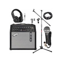 Midex Mga-50-pak Elektro Gitar Amfisi 50 Watt Usb Bluetooth Şarjlı 4 Girişli Mikrofon Kulaklık Stand Kablo