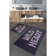 Wild Heart Banyo Halısı Djt 2 Li Set Siyah