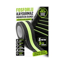 Fosforlu Kaydırmaz Merdiven Bandı 5 Metre 5 Cm Kendinden Yapışkanlı Kaymaz Zemin Güvenlik Bandı Gece
