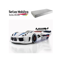 Setaymobilya Arabalı Yatak Audi V7 + Full Ledli + Ortopedik Yatak , Setay