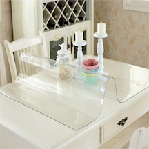 100x190 Şeffaf Pvc Masa Örtüsü 1,7 Mm Masa Koruyucu Saydam Renk Masa Sehpa Için Kolay Temizlik