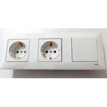 Viko Meridian Beyaz 3lü Set Anahtar + Topraklı Priz + Topraklı Priz